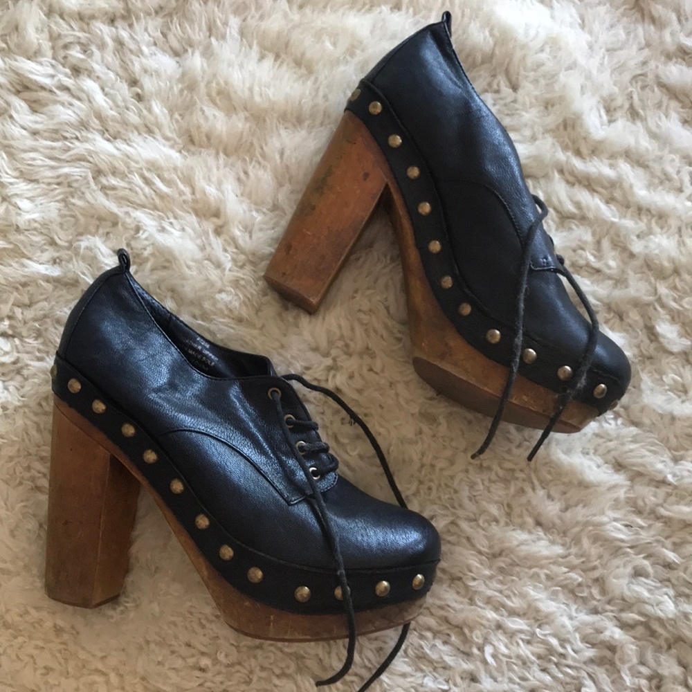 Black leather booties